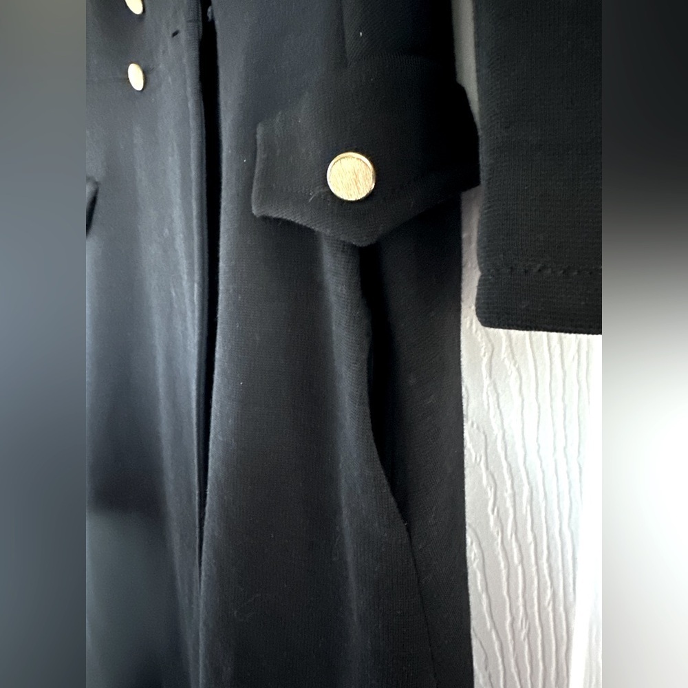 1960s Butte Knit Double Breasted MILITARY STYLE Wool Blend Long Coat - Picture 7 of 16